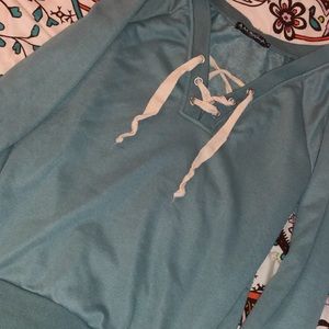 slate blue/green colored sweatshirt